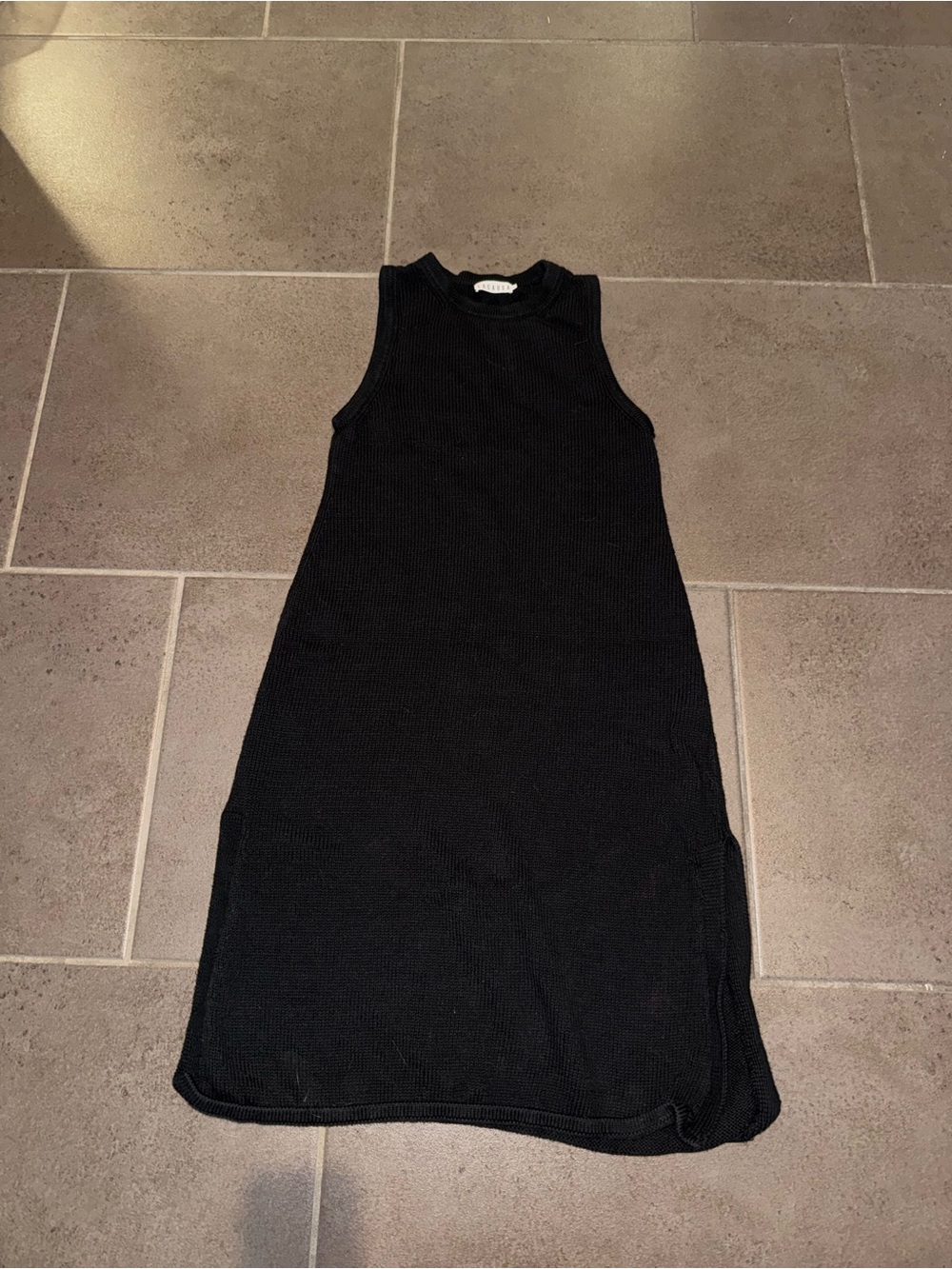 LACAUSA Office Siren Sleeveless Black Maxi Knit Dress 100% Cotton